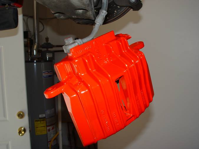 A painted front caliper.